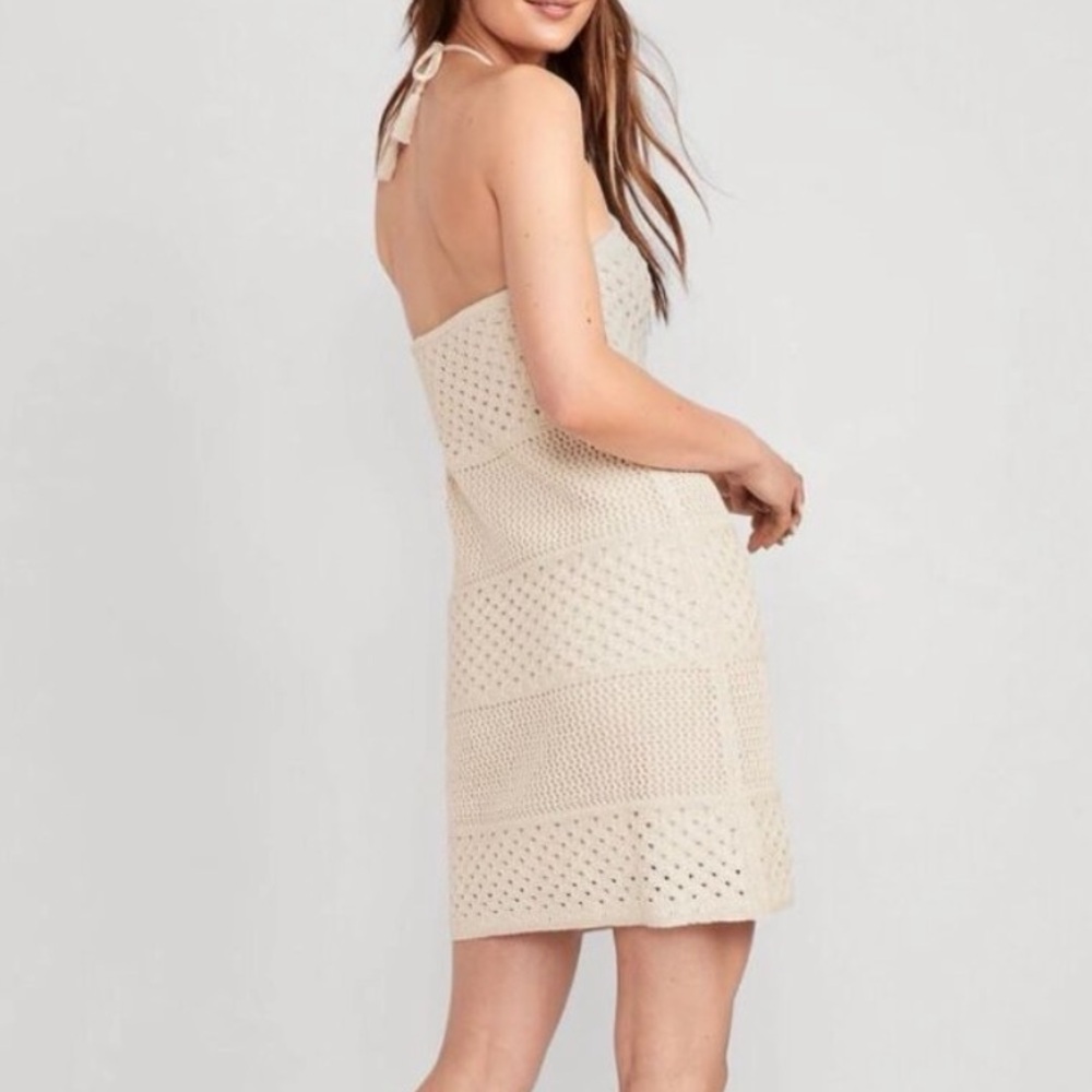 OLD NAVY cream crochet halter dress - Picture 2 of 8